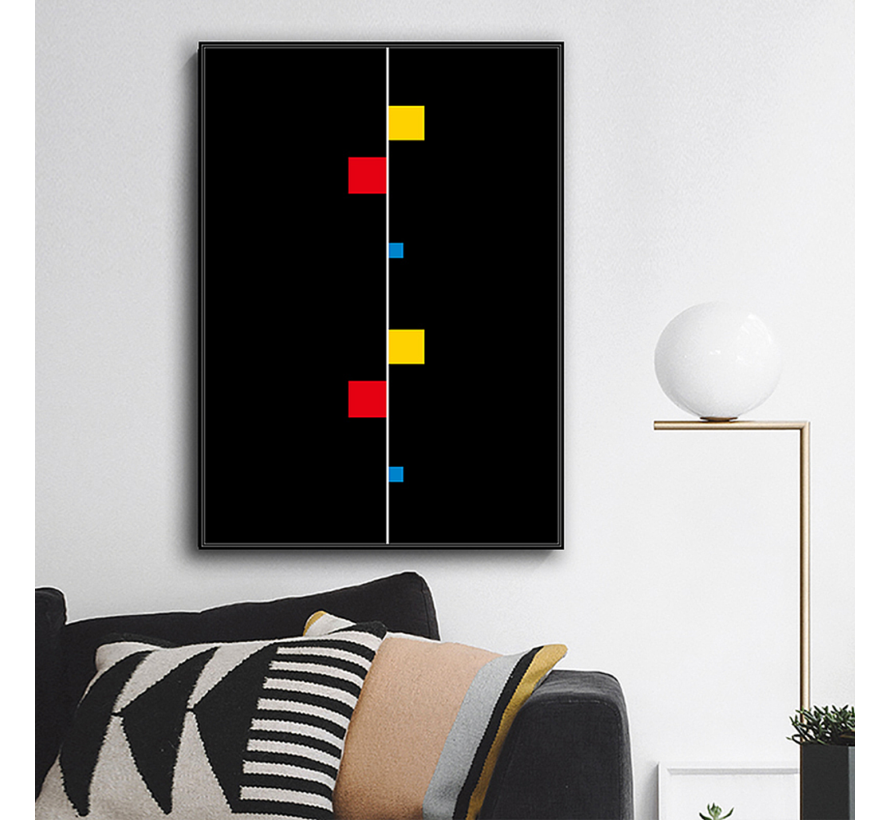 Allernieuwste.nl® Canvas Schilderij Pieter Mondriaan - Kunstschilder - Abstract - Rood Geel Blauw - 50 x 70 cm