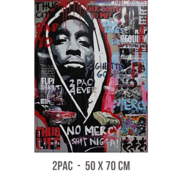 Allernieuwste.nl® Canvas Schilderij Tupac Shakur - 2PAC - 50 x 70 cm