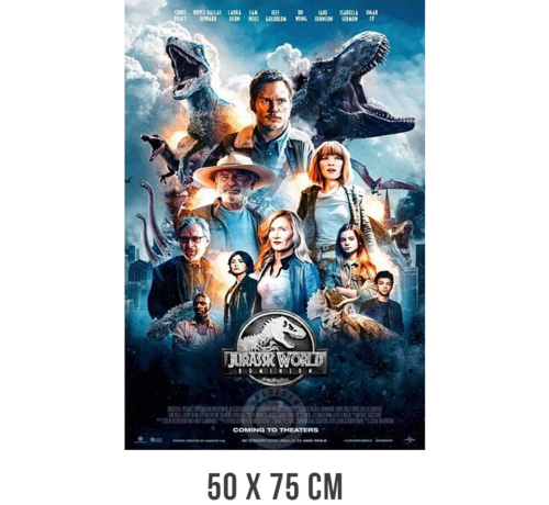 Allernieuwste.nl® Allernieuwste.nl® Canvas Schilderij Jurassic World: Dominion - Film Poster - Kleur - 50 x 75 cm