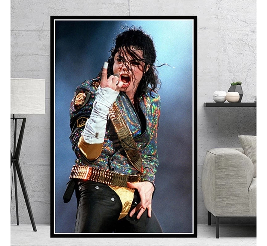 Allernieuwste® Canvas Schilderij Michael Jackson King of Pop - Zanger Songwriter Danser - Kleur - 50 x 70 cm