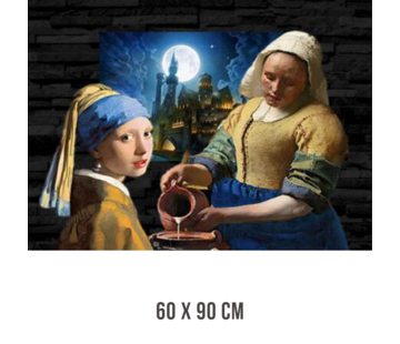 Allernieuwste.nl® Canvas Johannes Vermeer Melkmeisje PLUS Meisje met de Parel - 60 x 90 cm