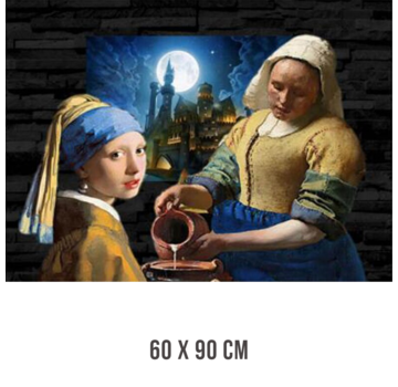 Allernieuwste.nl® Canvas Johannes Vermeer Melkmeisje PLUS Meisje met de Parel - 60 x 90 cm