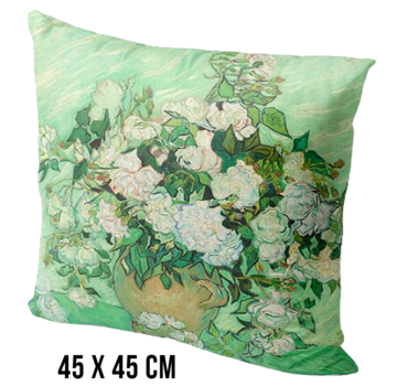 Allernieuwste.nl® Kussenhoes Vaas met Roze Rozen Vincent Van Gogh 45x45cm