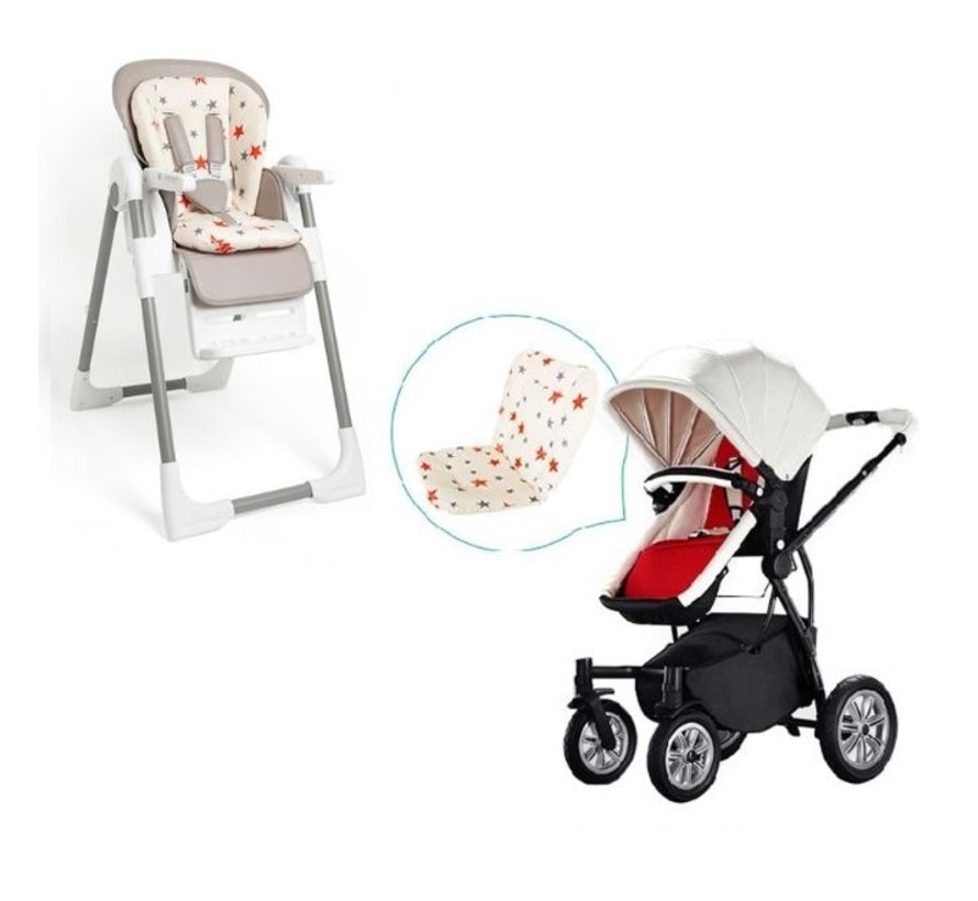 Allernieuwste Buggy Inleg Kussen Sterren - Tweezijdig bruikbaar - Kinderwagen - Kinderstoel hoes - Wasbaar