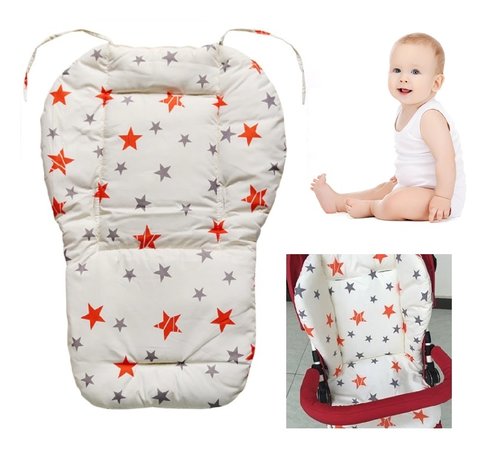 Allernieuwste.nl® Allernieuwste Buggy Inleg Kussen Sterren - Tweezijdig bruikbaar - Kinderwagen - Kinderstoel hoes - Wasbaar