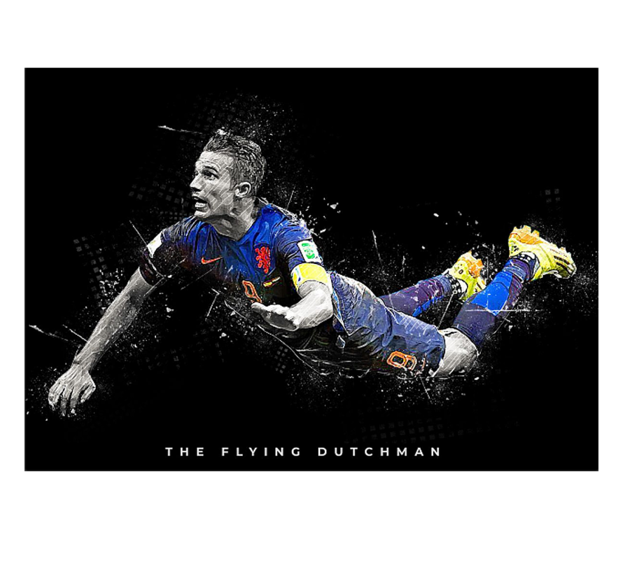 Allernieuwste.nl® Canvas Schilderij Robin van Persie Prof Voetballer - Duik Doelpunt 2014 Voetbal Soccer - kleur - 50 x 70 cm