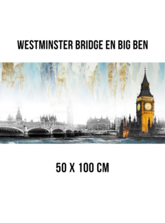 Allernieuwste.nl® Canvas Schilderij Westminster Bridge en Big Ben Engeland - 50 x 100 cm