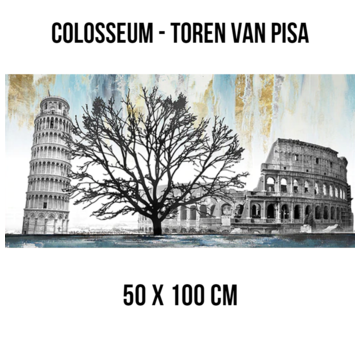 Allernieuwste.nl® Canvas Schilderij Colosseum Toren van Pisa ItaliÃ« - 50 x 100 cm
