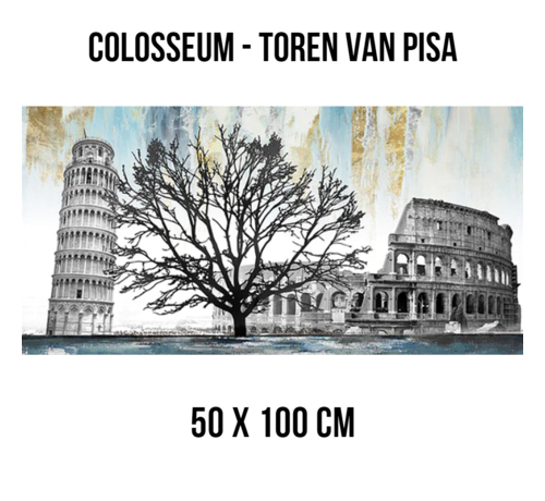 Allernieuwste.nl® Allernieuwste.nl® Canvas Schilderij Colosseum Toren van Pisa ItaliÃ« - kleur - 50 x 100 cm