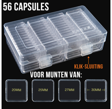 Allernieuwste.nl® BOX 56 stuks Universele MUNTcapsules voor Ø 20-25-27-30 mm Vierkant