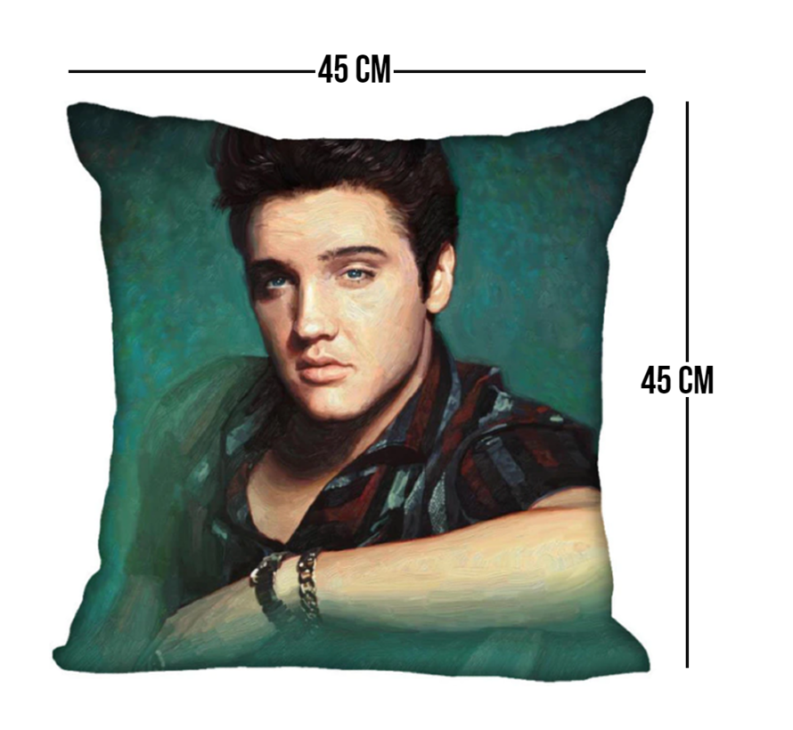 Allernieuwste® Kussen Elvis Presley The King - Kussenhoes Katoen Linnen - Kussenovertrek Kleur 45 x 45 cm