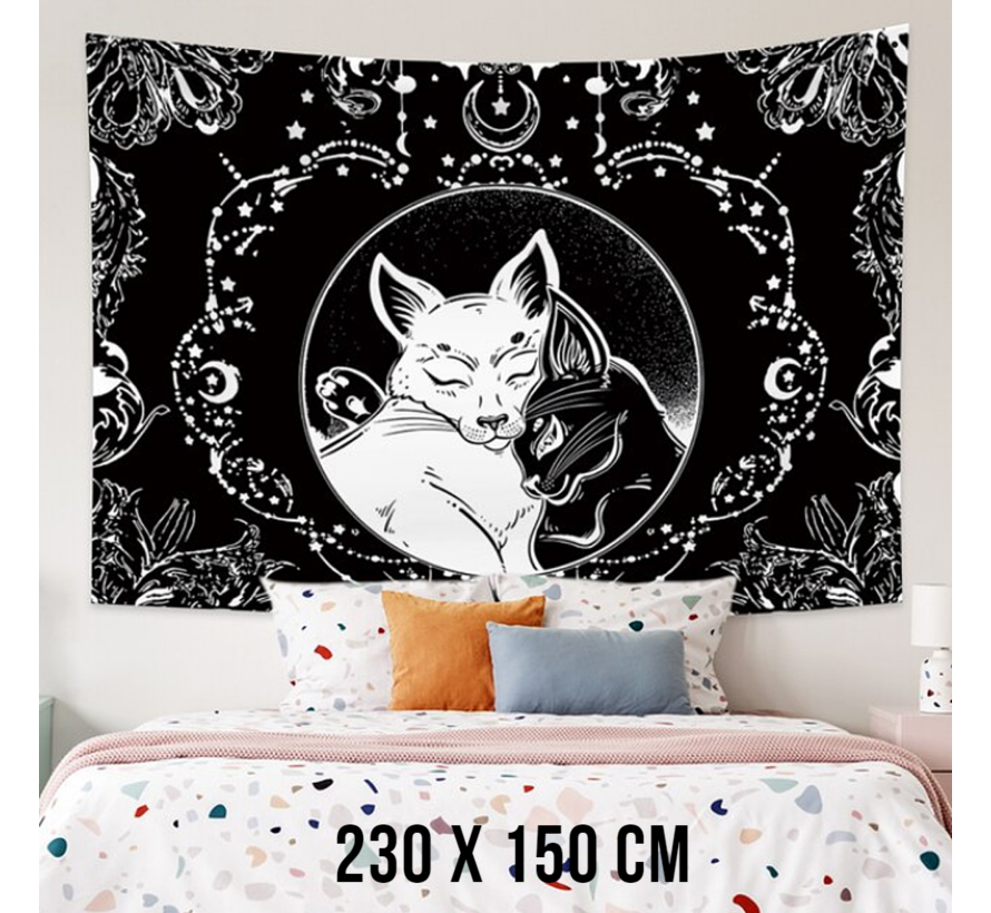 Allernieuwste.nl Urban Loft Wandkleed Wandtapijt HOND EN KAT Kitten Wanddecoratie Minimalisme Muurkleed Tapestry - Dieren - 230 x 150 cm