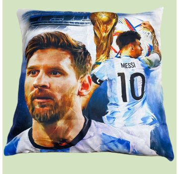 Allernieuwste.nl® Kussenhoes Messi Wint WK Voetbal - 45x45cm