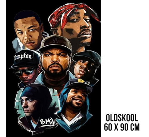 Allernieuwste.nl® Allernieuwste.nl® Canvas Schilderij HipHop Legendes 2PAC, Dr Dre, Snoop Dogg, Emenim, Biggie, Tupac, Ice Cube - OldSkool Music Rap Legends - kleur - 60 x 90 cm