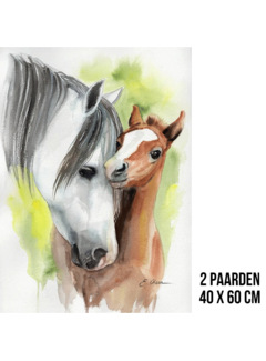 Allernieuwste.nl® Canvas Schilderij Twee Paarden - 40x60cm