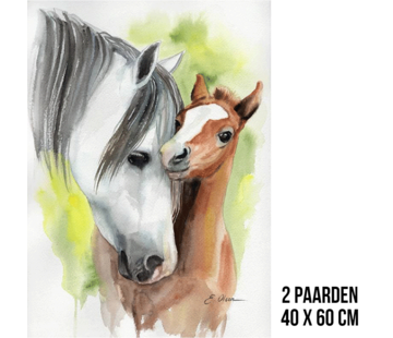 Allernieuwste.nl® Canvas Schilderij Twee Paarden - 40x60cm