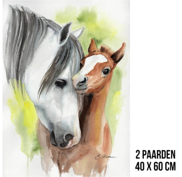 Allernieuwste.nl® Canvas Schilderij Twee Paarden - 40x60cm