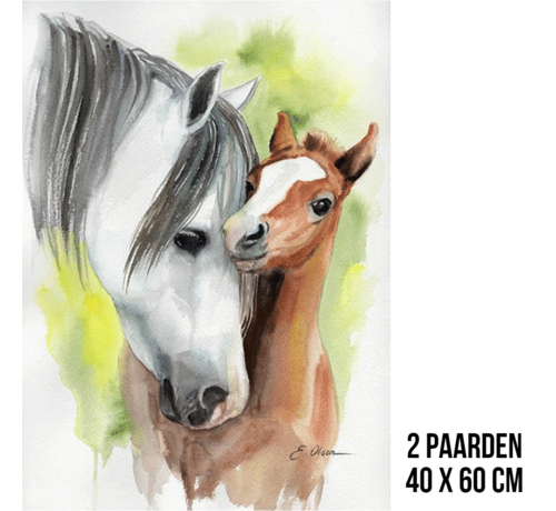 Allernieuwste.nl® Allernieuwste.nl® Canvas Schilderij Twee Paarden - Paardenliefde - Paard -  kleur - 40 x 60 cm