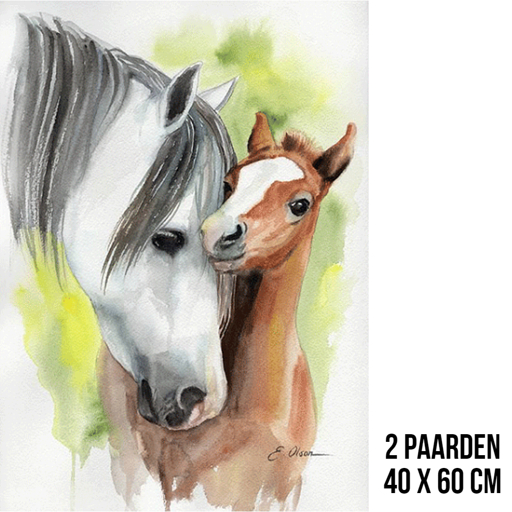 Aardrijkskunde etiquette Hechting Allernieuwste.nl® Canvas Schilderij Twee Paarden - 40 x 60 cm -  Allernieuwste.nl