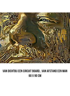 Allernieuwste.nl® Canvas Schilderij IT Computer Circuit Design Met Man Figuur - 60x90cm