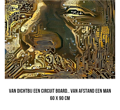 Allernieuwste.nl® Allernieuwste.nl® Canvas Schilderij IT Computer Circuit Design MET MAN FIGUUR - Kleur - 60 x 90 cm