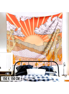 Allernieuwste.nl® Wandkleed Zon Landschap - 150x150cm