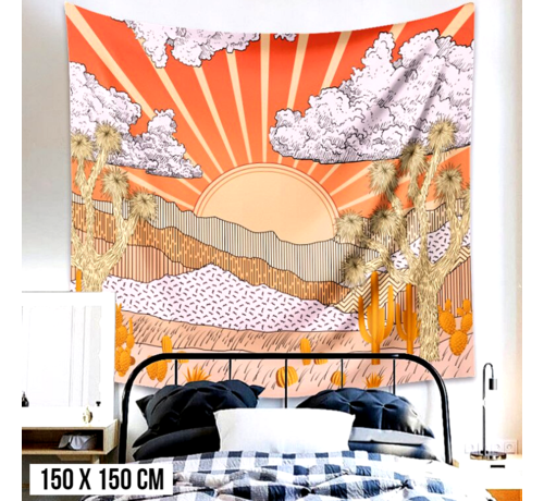 Allernieuwste.nl® Allernieuwste.nl® Urban Loft Wandkleed Wandtapijt Zon Landschap Wanddecoratie Minimalisme Muurkleed Tapestry - Bohemian - 150x150cm