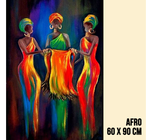 Allernieuwste.nl® Allernieuwste.nl® Canvas Schilderij Afrikaanse Vrouwen Modern Abstracte Afrika Kunst - kleur - 60 x 90 cm