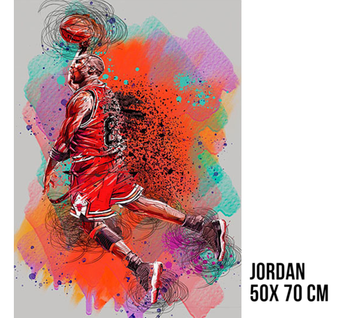 Allernieuwste.nl® Allernieuwste.nl® Canvas Schilderij Michael Jordan Graffiti - Basketbal Sport - kleur - 50 x 70 cm