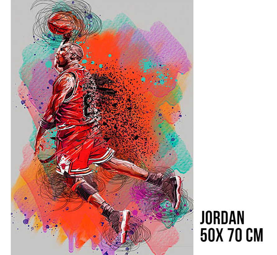 Allernieuwste.nl® Canvas Schilderij Michael Jordan Graffiti - Basketbal Sport - kleur - 50 x 70 cm