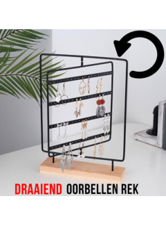 Allernieuwste.nl® Draaiend Oorbellenrekje Sieradenrekje - 80 oorbellen - Zwart