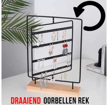 Allernieuwste.nl® Draaiend Oorbellenrekje Sieradenrekje - 80 oorbellen - Zwart