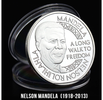 Allernieuwste.nl® Nelson Mandela Herdenkingsmunt - Verzilverd Ø 40 mm