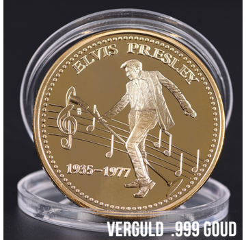 Allernieuwste.nl® Elvis Presley Herdenkingsmunt - Verguld Ø 40 mm **