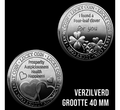 Allernieuwste.nl® Allernieuwste.nl® Geluksmunt Herdenkingsmunt Klavertje Vier Verzilverd Cadeau - Geschenk idee - Ø 40 mm