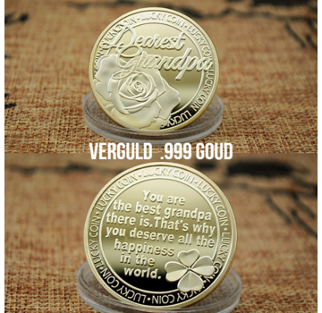 Allernieuwste.nl® Liefste Opa Herdenkingsmunt - Verguld Ø 40 mm