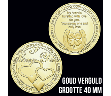 Allernieuwste.nl® I Love You Harten Herdenkingsmunt - Verguld Ø 40 mm