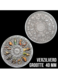 Allernieuwste.nl® 12 Sterrenbeelden Herdenkingsmunt - Verzilverd Ø 40 mm