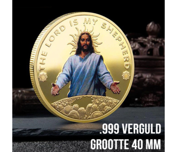 Allernieuwste.nl® Jezus Christus Herdenkingsmunt - Verguld Ø 40 mm