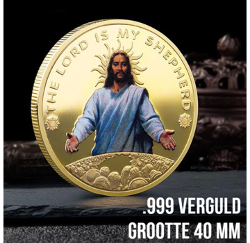 Allernieuwste.nl® Jezus Christus Herdenkingsmunt - Verguld Ø 40 mm **