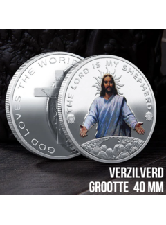 Allernieuwste.nl® Jezus Christus Herdenkingsmunt - Verzilverd Ø 40 mm