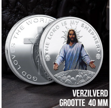 Allernieuwste.nl® Jezus Christus Herdenkingsmunt - Verzilverd Ø 40 mm