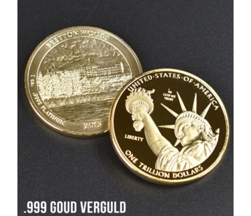 Allernieuwste.nl® 1 BILJOEN DOLLAR Herdenkingsmunt - Verguld Ø 40 mm