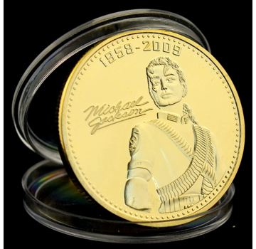 Allernieuwste.nl® Michael Jackson Herdenkingsmunt - Verguld Ø 40 mm **