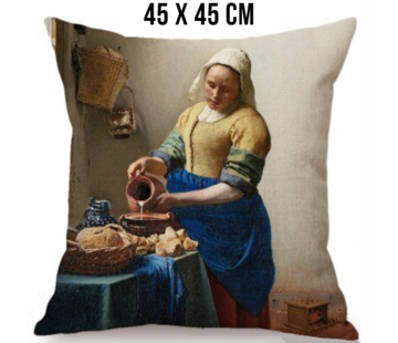 Allernieuwste.nl® Kussenhoes Het Melkmeisje Johannes Vermeer - 45x45cm