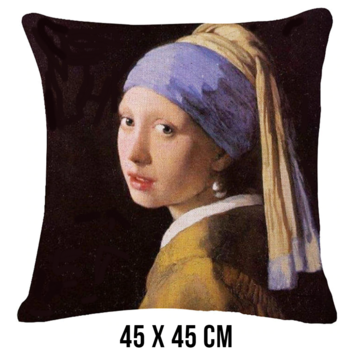 Allernieuwste.nl® Kussenhoes Meisje met de Parel Johannes Vermeer - 45x45 cm