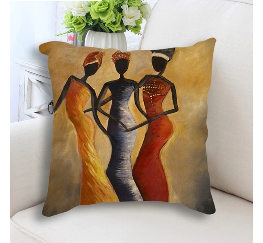 Allernieuwste.nl® Kussen Klassieke Afrikaanse Vrouwen Kussenhoes Polyester Peach Skin Perzikhuid - Kussenovertrek - kleur 45 x 45 cm