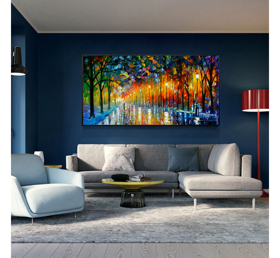 Allernieuwste.nl® Canvas Schilderij Abstract Landschap - Kunst - Abstract Modern Grafitti - Poster - 60 x 120 cm - Kleur