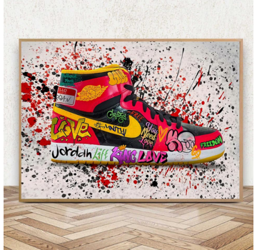 Allernieuwste.nl® Canvas Schilderij Jordan Sneaker - 60 x 90 cm