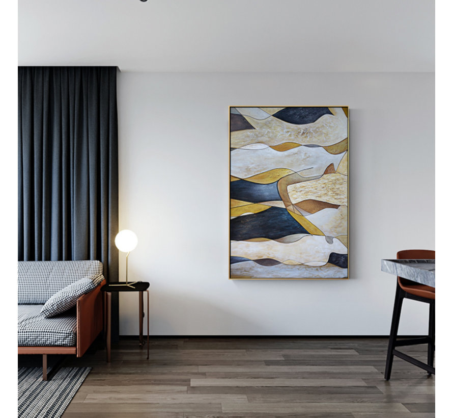 Allernieuwste.nl® Canvas Schilderij Abstracte Mens Figuren - Moderne Kunst - Woonkamer - 70 x 100 cm - Kleur